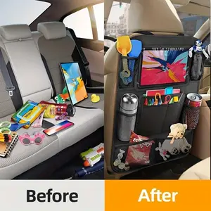 Car Backseat Organizer With Touch Screen Tablet Holder Automatic Storage Pocket Protector For Travel