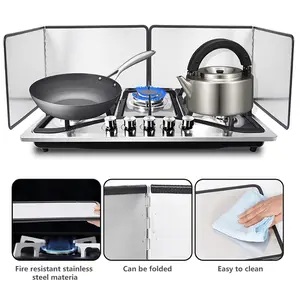 2-Piece Stainless Steel Splash Guard System, Dual Panel Heat Reflective Surface, Smoke Reduction, Easy Installation, Professional Kitchen Essential