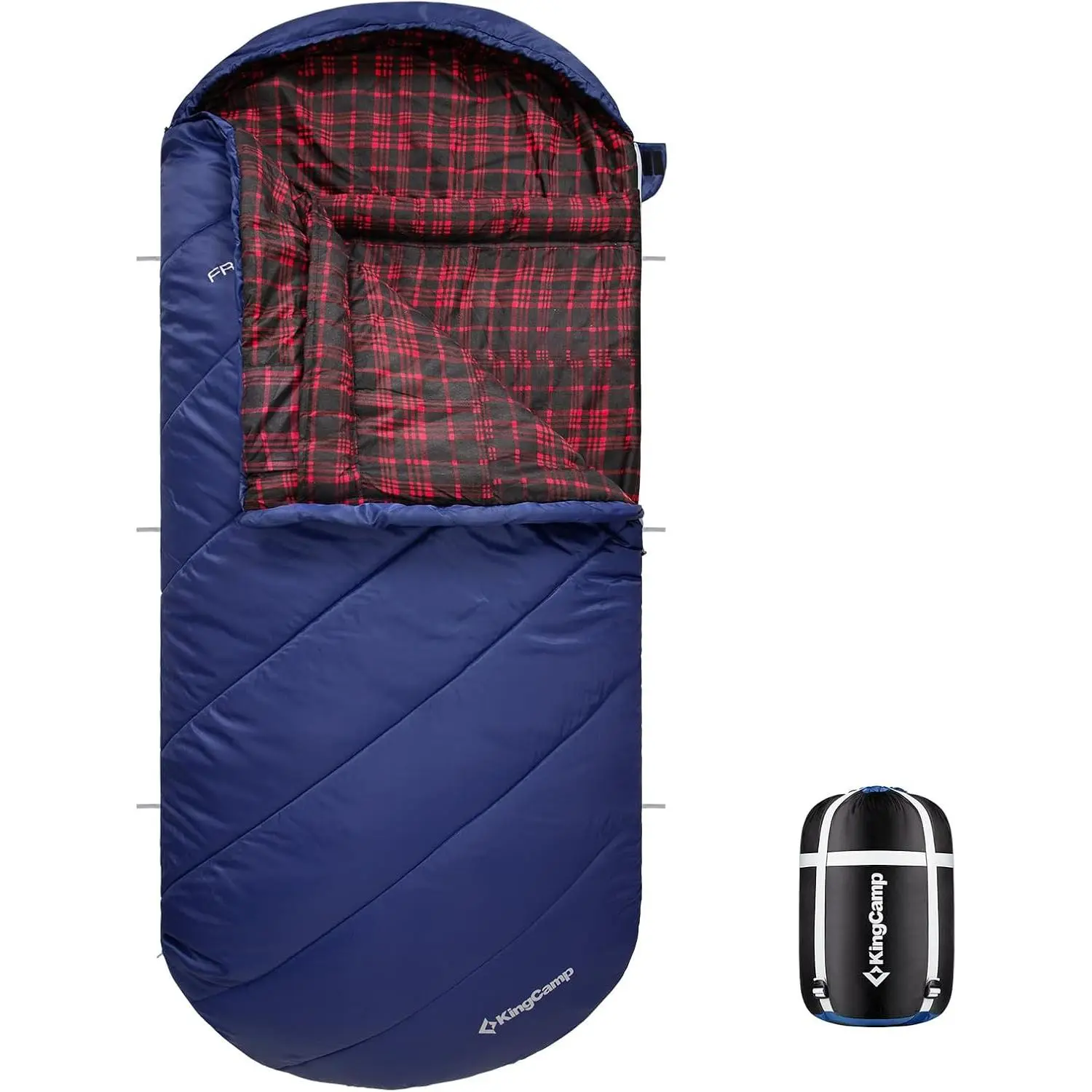 KingCamp XL Extra Wide Flannel Sleeping Bag for Big & Tall Adults, Waterproof and Windproof for Cold Weather Camping, Ultralight Sleeping Bags, Outdoor Active Sleeping Bags
