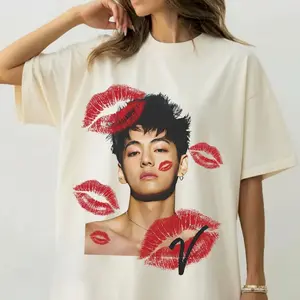 V Taehyung Kisses Graphic Tee, Kpop Fan Shirt, Kpop Fan Shirt, Kpop Fan Gift 90S Style, Music Tour Gift Unisex, Gift For Women And Man