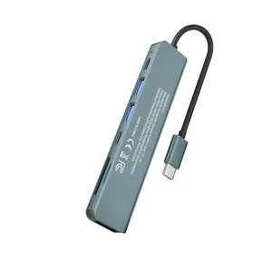 USB-C HUB, 7-In-1 Multiport Adapter, Supports USB 3.0 5gbps, 4K HD TV, 100w PD Fast Charging, SD/TF Card Reader, for Macbook Pro/iPad Pro/xps, USB C Dongle