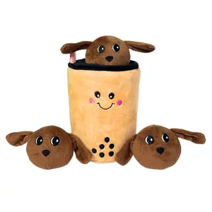 Pun's Boba - The Weens x Patchwork Pet - Interactive Dog Toy Set with Plush Toys and Pouch, Squeaky Sounds, Enrichment Toy for All Dog Sizes