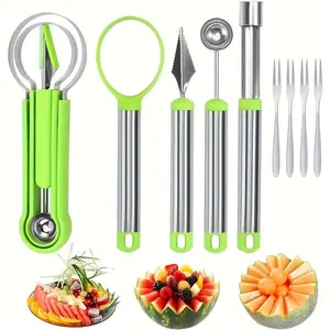 11PCS Stainless Steel Fruit Carving Tool Set – Melon Baller, Carving Knife & Fruit Scoop Kit for Kitchen Prep & Decoration