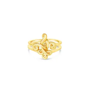 Fleur de Lis Love Knot Ring Gold Vermeil