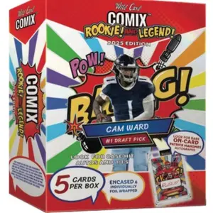 Wild Card Comix Rookies and Legends Football 2025 Edition - 12 Boxes with 5 Packs Each - Includes 4 Autos per Case - Collectible Football Cards