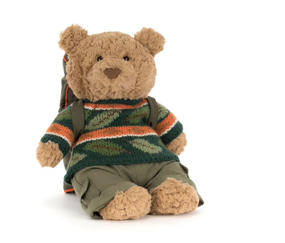 Jellycat Bartholomew Bear Hiking Plush with Backpack Is a Soft Teddy Bear for Kids Birthday Gifts and Nursery Decor