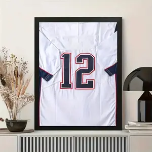 18x14 or 13x13 inch sports jersey, Home soccer jersey display case with black frame, heavy-duty stand secures hockey, football, transparent scratch-resistant design protects collectibles, wall-mountable, ideal for fan caves, game rooms, holiday giftin
