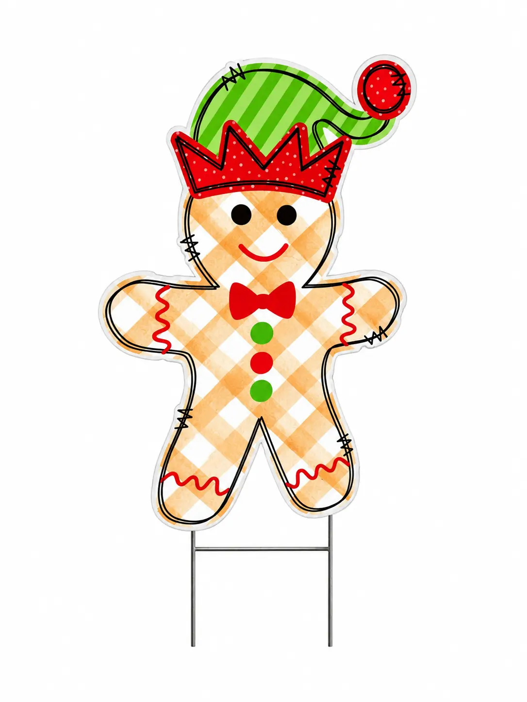 Gingerbread Man Yd Sign, Outdoor Christmas Weatherproof Corrugated Plastic Lawn Stake Decor, Home Holiday Ornament, Family Gift