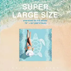 Turtle Pattern Portable Foldable Beach Mat, Waterproof Lightweight Quick Drying Picnic Blanket, Durable Outdoor Gear, Multipurpose Accessory for Beach, Picnic, Camping and Hiking Activities