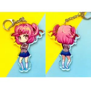 Doki Doki Literature Club Natsuki Plus Acrylic Charm - DokiDoki Keyring - Cute Characters, Kawaii Bag Charm for Keys, Backpack & Gifts, Collectible Fan Accessory, Aesthetic Game Merch!