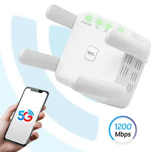 WiFi Extender Signal Booster, 2026 WiFi Extender AC1200Mbps Dual Band (5.8GHz/2.4GHz), WiFi Booster with Ethernet Port for Home Covers up to 10000 Sq.ft, Compatible with More Devices