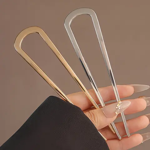2pcs French Hair Clips, French U-Shaped Hair Clip - A Multifunctional Alloy Hair Fork Suitable for Thick and Ordinary Hair, with A Bun Head Fixed Artifact, A Women'S Hair Coiling Artifact Hairpins, Hairclips