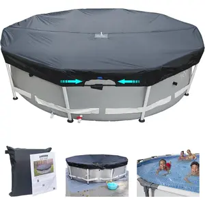 16 Ft Pool Cover, Quick Installation and Removal Above Ground One-Piece Round Solar Swimming Pool Cover, Waterproof, Preventing Waterlogging, UV and Weather Resistant