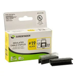 5/16" x 5/16" Insulated Cable Staples - Black - 300 Count | #19 Series