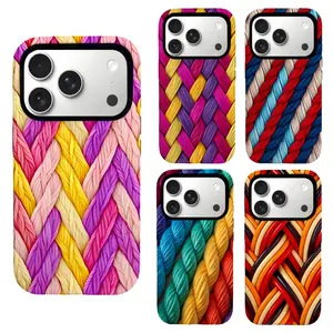 3D Colorful Braided Rope Phone Case,  designer  Case, Cute Woven Texture Illusion Protective Cover, Trendy Aesthetic Glossy Phone Shell for iPhone 11-17 series and Samsung  S24-S26 series.Perfect for Her/Him Girly Phone Caseslovely gift