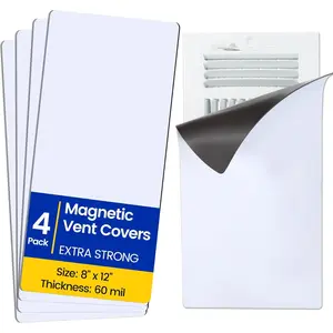 Magnetic Vent Covers, Extra Strong Magnets, 8" x 12" (4 Pack) Ultra Thick 60mil, Complete Seal, Air Vent Covers for Home Floor, Ceiling, Wall Registers, HVAC, AC, RV, and Heater Vents