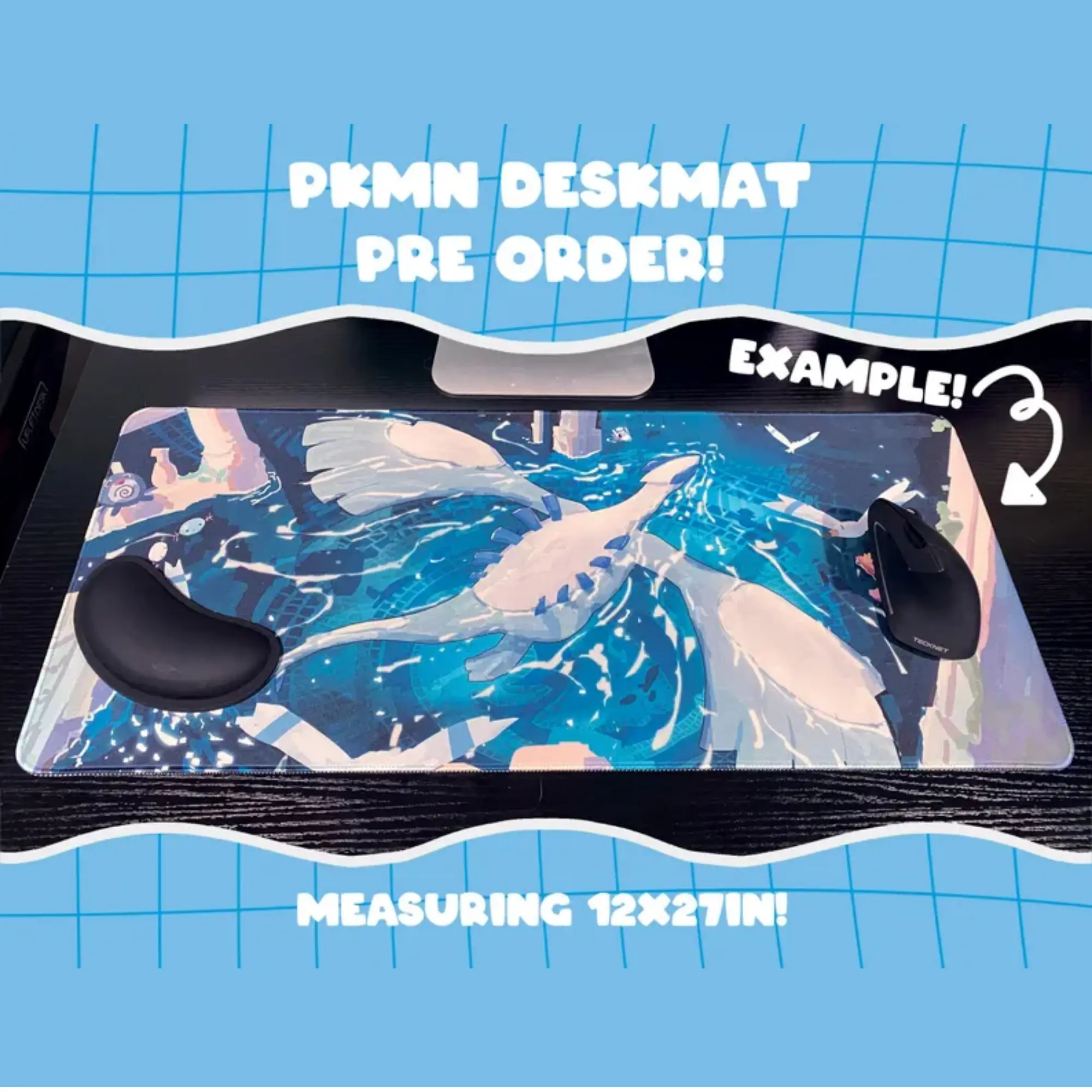 Cute PKM Lugia Desk Mat TCG Mousepad anime Gamer Large Mouse Pads