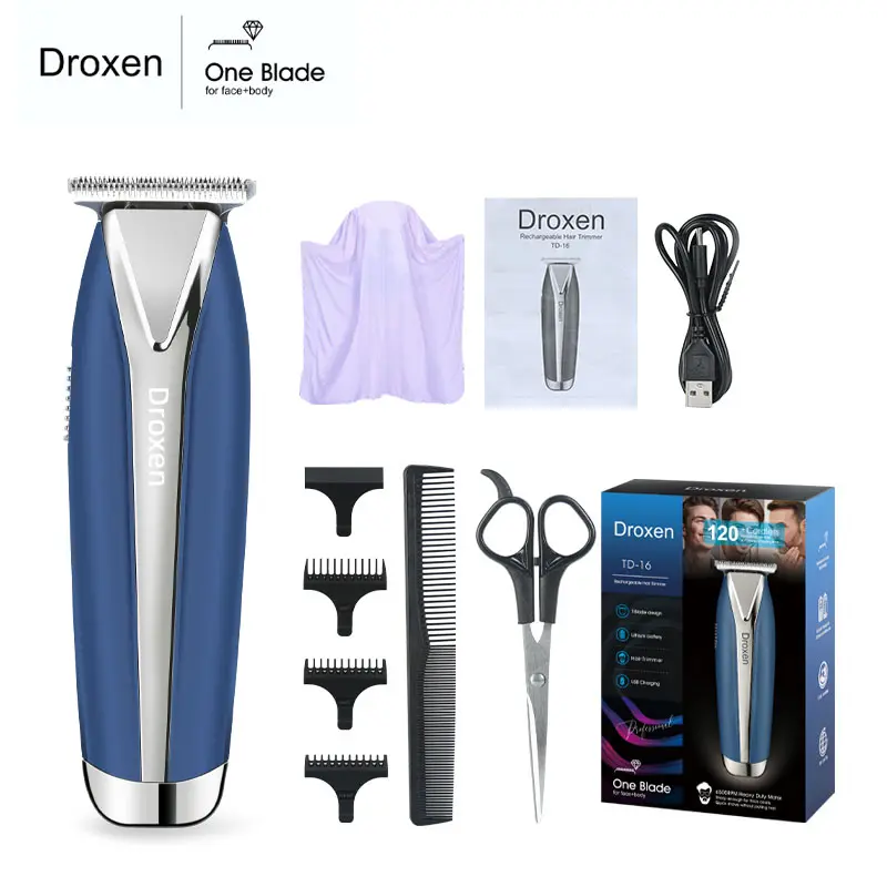 Droxen Cordless Hair Clipper Kit, Electric Body Hair Trimmer for Men, Waterproof Electric Shaver, Facial Hair Removal Tool, Precision Blades, 3 Guide Combs barber equipment