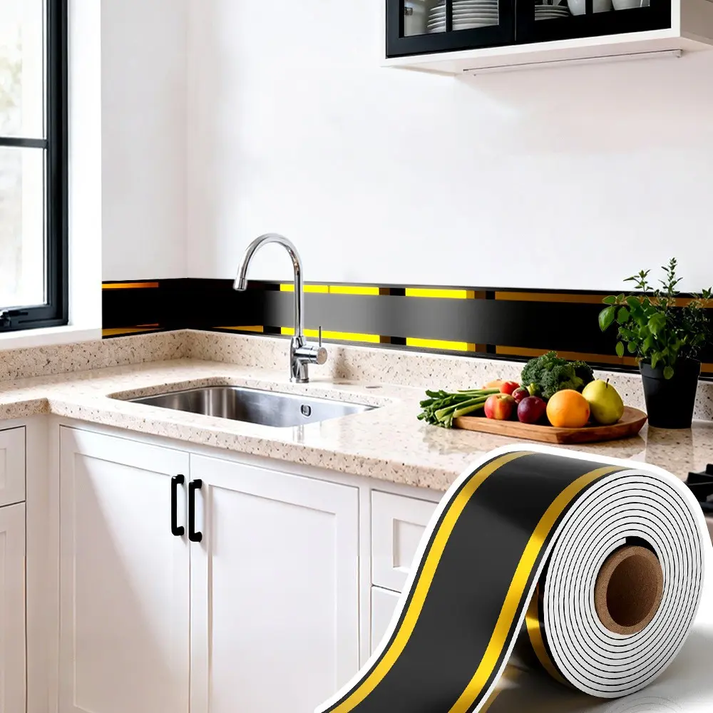 Removable Self-Stick Greek Key Wallpaper Roll, Waterproof Scratch Resistant, No Residue Border Trim, Ideal for Kitchen Bathroom Living Room