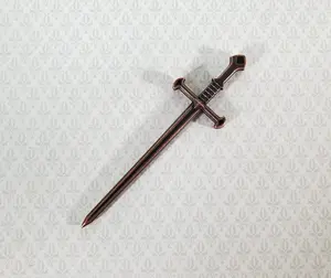 Miniature 2 Handed Sword Metal with Bronze Finish 1:12 Scale Weapon 8 cm