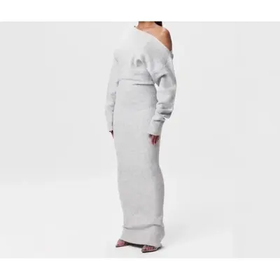 chinese dress ladies Asymmetric Off The Shoulder Drape Slinky Maxi Dress Chocolate