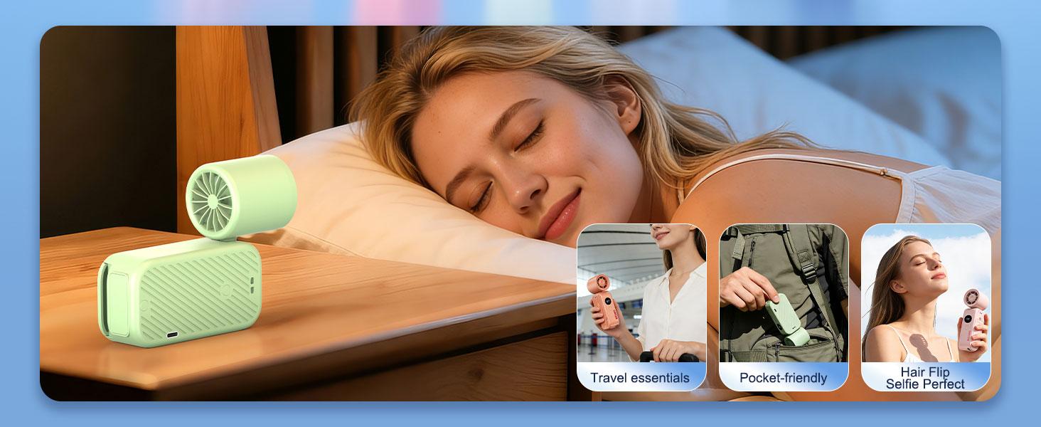 【2026 New】Portable Handheld Fan with Stand, Turbo Boost Technology,199 Adjustable Speeds, Foldable &Wearable (Waist/Neck Clip) for Travel, Outdoor, Summer