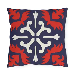Navy Mediterranean Tile Outdoor Pillow | Sunflower Geometric Pattern