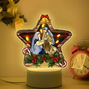 LED Acrylic Starry Night Light with USB Interface and Switch, Christmas Scene Display, Holiday Decoration, Soft Lighting, Perfect Gift