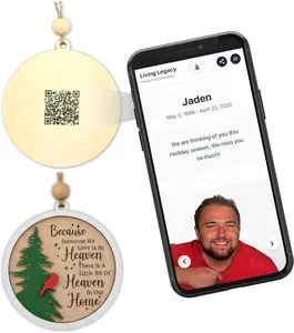Living Legacy Memorial QR Ornament Personalized Christmas Decoration Handmade Wood Ornament with Scannable QR Code Custom Photo Ornament for Family Tree & Christmas Gift