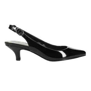 Easy Street Womens Faye Pointed Toe Slingback Kitten Pumps Dress Casual Mid Heel 2-3" - Black