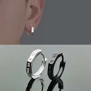 [De]  Earrings for men, simple and niche, geometric earrings with Roman numerals, earrings for men
