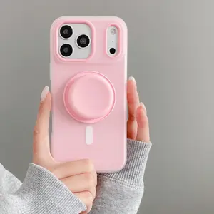 Phone Case,Luxury Candy-Colored 2-In-1 Magnetic Phone Case with Detachable Magnetic Bracket, Compatible with iPhone 17Air 16,15,14,13,12 Pro Max Plus Protective Cover, Frosted Soft Shell with Magnetic Wireless Charging,Shockproof Back Cover for 17 Pro Max