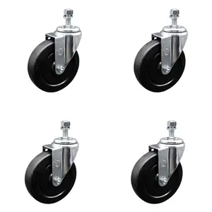 Service Caster SCC-TS20S514-SRS-121315-4 Soft Rubber Swivel Threaded Stem Caster with 5 x 1.25 in. Black Wheels & 0.5 in. Stems - Set of 4