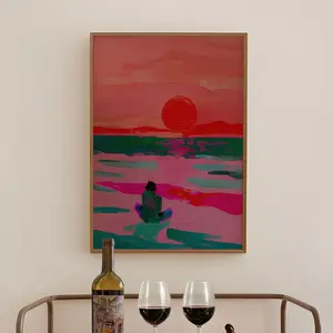 Minimalist Poster, Wall Art, Kitchen Wall Decor, Sunset Poster, Psychedelic Wall Art, Dopamine Decor, Living Room, Bedroom, Frameless