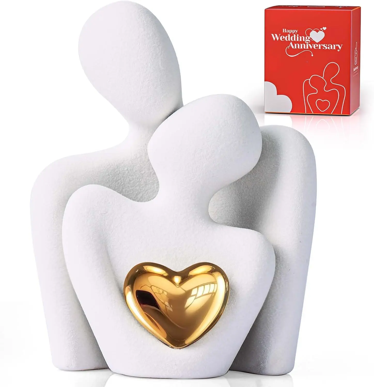 Romantic Couple Sculpture  | Mini Love Statue Decor for TV Stand, Shelf & Bedroom | Gift for Couples