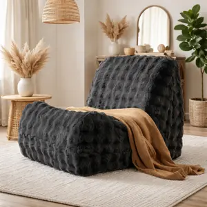 CAODOC Faux Fur Bean Bag Sofa for Living Room, Bedroom, Apartment, Gaming & Reading, Oversized Floor Lounge Chair, Plush Cozy Accent Couch, No Assembly, Soft Supportive Filling, Space Saving Comfort Design