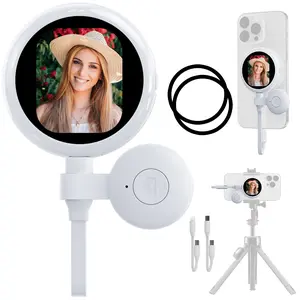 FUSSION —Smart Selfie screen, only for iPhone, dual-screen display, no need to charge, 4K HD AMOLED screen, MagSafe magnetic design, no delay, no lag, suitable for vlog, selfie, video, travel photography Smartphone Vlogging Kit Cellphone