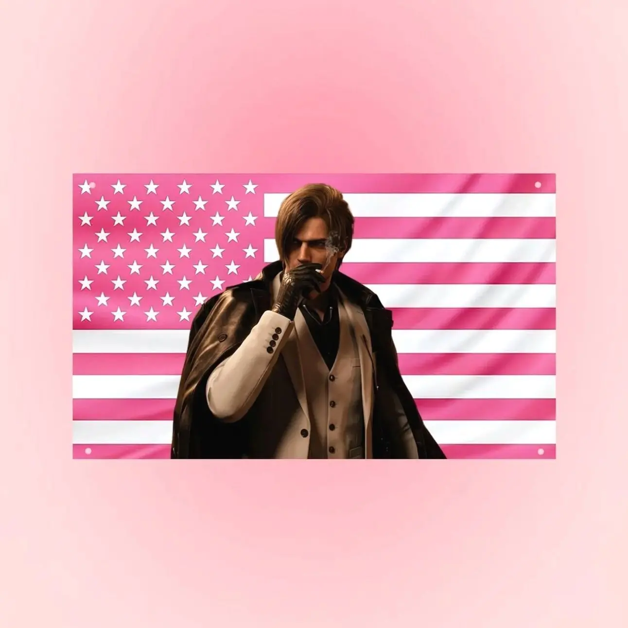 Leon Kennedy Flag - Resident Evil Requiem Banner, Survival Horror Gamer Decor, RE Fan Gift, Leon S Kennedy Flag