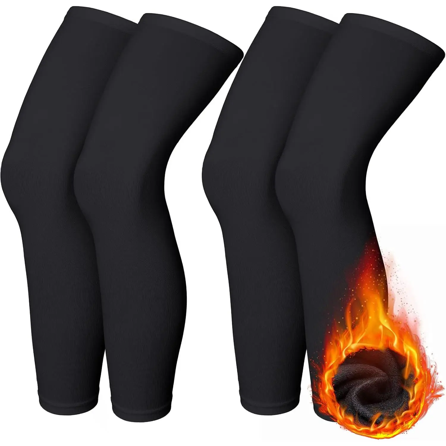 4 Pcs Cycling Compression Leg Warmers Full Length Leg Sleeve Thermal Sports Warmers for Men and Women Nylon Womenswear