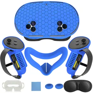 7 in 1 Silicone Cover Set Compatible with for Meta Quest 3S, VR Accessories for Oculus/Meta Quest 3S Skins and Wraps, Includes Controller Grips Cover, Face Cover, Lens Protector