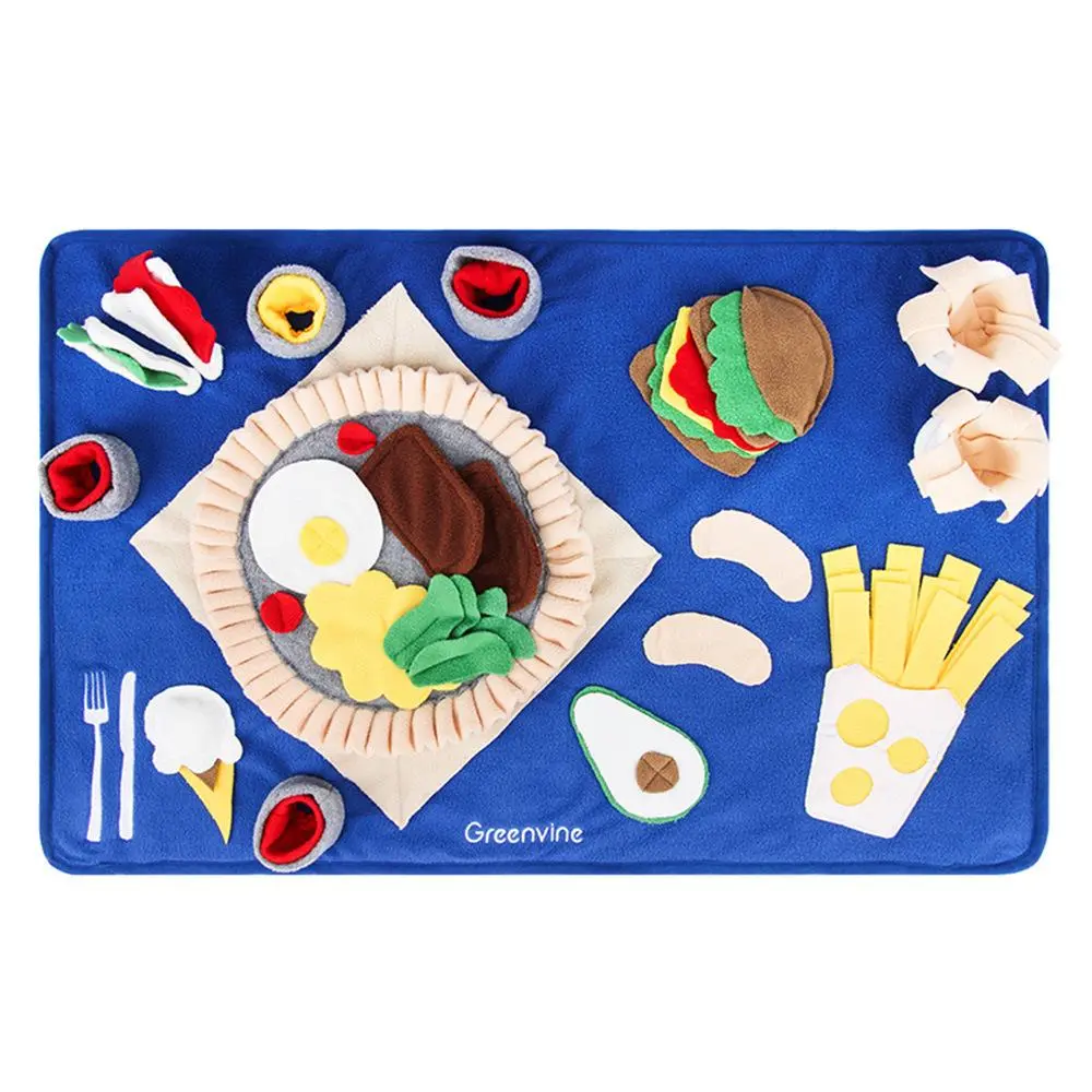 Dog Snuffle Feeding Mat - Silicone Fabric Slow-Eat Control Bowl, IQ Boost Feeding Tray, Interactive Training Mental Stimulation Toy for Calm Foraging Mealtime, Reduces Anxiety, Food Storage, Slows Fast Eating