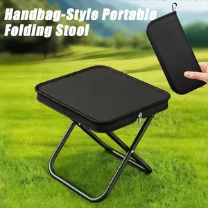 Compact and portable outdoor folding stool—perfect for camping, fishing, and waiting in line; easy to store in a handbag essentials