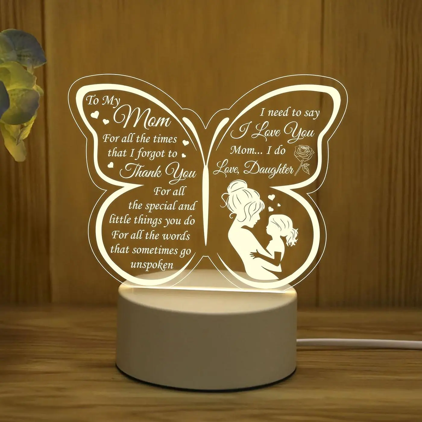 Butterfly Design Acrylic Night Light, LED Butterfly Lights, USB Rechargeable Desktop Decorative Lamp, Decorative Light for Home Bedroom Living Room