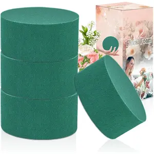 4Pcs Floral Foam Round 3.2" Small Green Wet Dry Flower Foam Blocks Florist Plant Foam for Artificial and Fresh Flower Arrangement