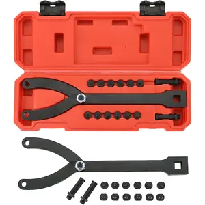 Variable Pin Spanner Wrench, 15Pc Adjustable Pin Spanner Wrench Kit, 1/2" Drive Ratchet Fan Clutch Pulley Holder
