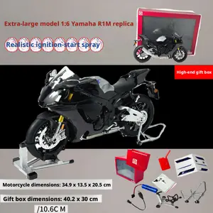 Extra Large 1:6 Flame Spray Yamaha R1M Alloy Motorcycle Dynamic Simulation Model Ornament for Desktop Placement
