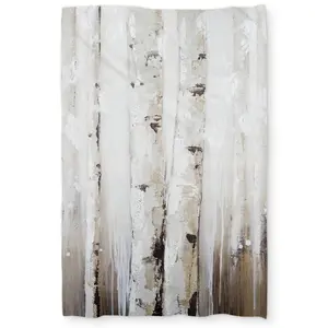 360 stand Decorative Duvet Cover - Twin Extra Long Bedding Linen with Abstract White Birches, Modern Gray Design, Soft Textile for Soft Furnishings, Microfibre Duvet Covers
