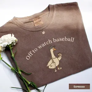 [Sale off up to 50%] Comfort Colors Off to Watch Baseball Goose Shirt, Funny Silly Goose Tee, Baseball Mom Game Day T-Shirt, Retro Baseball Mama Gift