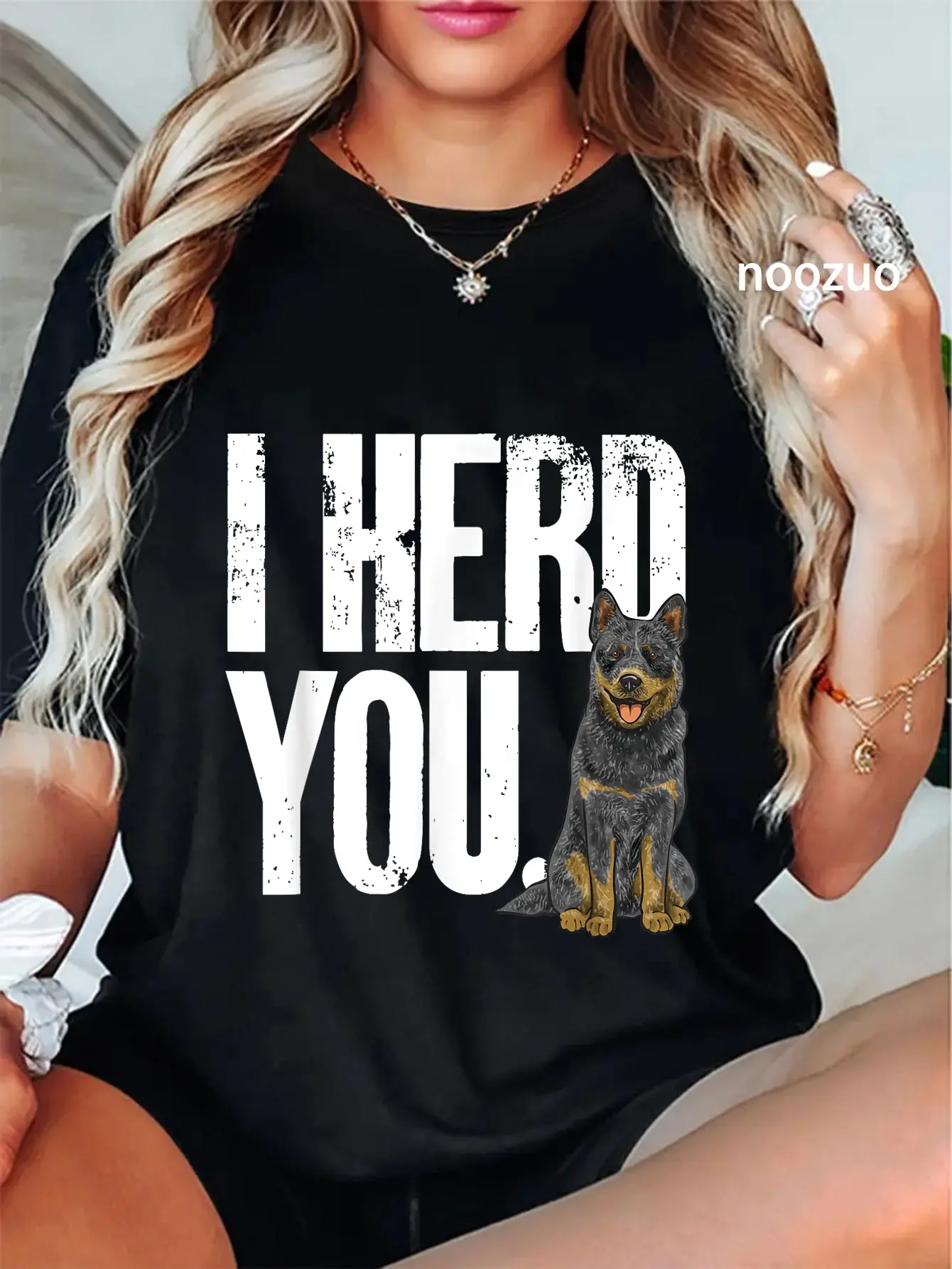 100% Cotton Blue Heeler I Herd You Australian Cattle Dog T-Shirt