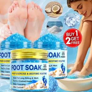 80G*3pcs Foot Bath Salt, Powder-Hypoallergenic Sea Salt for Deep Cleansing, Moisturizing, Cracked Heels-20-Min Relaxing Soak for Dry Feet, Post-Exercise, Bedtime Routine - Cooling Summer Use, Foot Soak Bath, Relaxing Foot Care, Men & Women